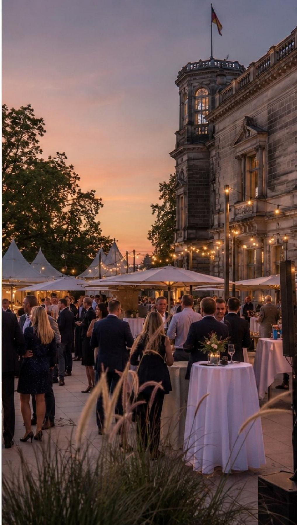 Abendliche Veranstaltung auf der Terrasse des Lingnerschlosses