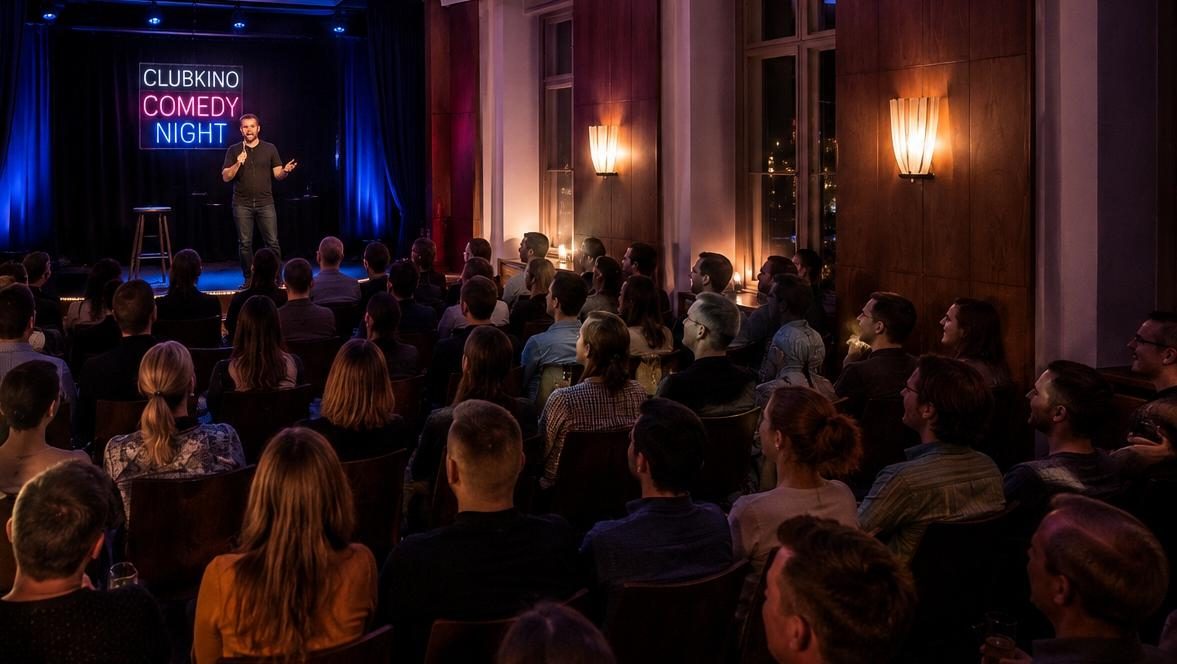 Konzeptdarstellung einer Comedy-Veranstaltung im Clubkino des Lingnerschlosses