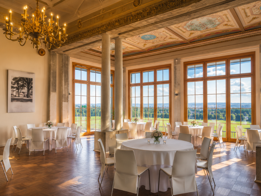 Der Festsaal im Erdgeschoss des Lingnerschlosses